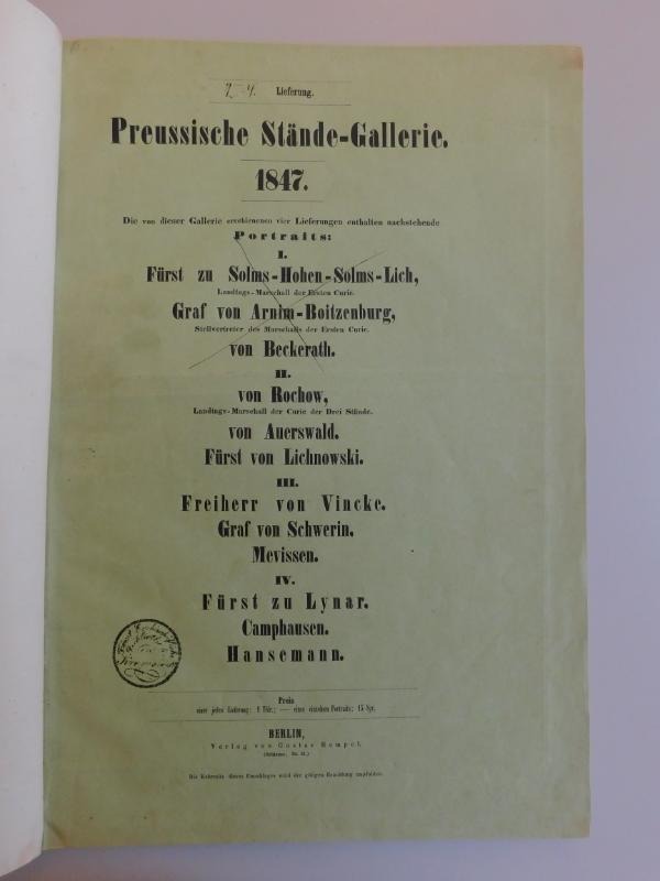 grafické album Preussische Stände-Gallerie. 1847.